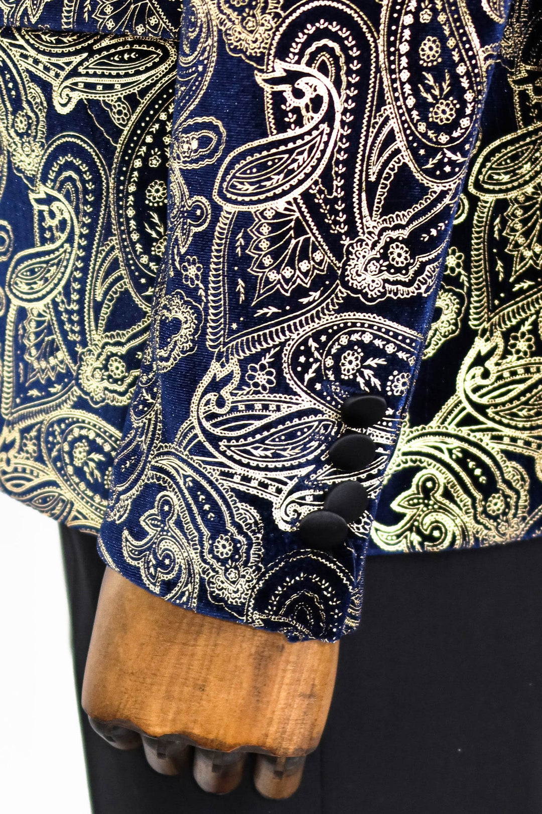 Blazer de fiesta para hombre con estampado dorado y azul marino - Wessi