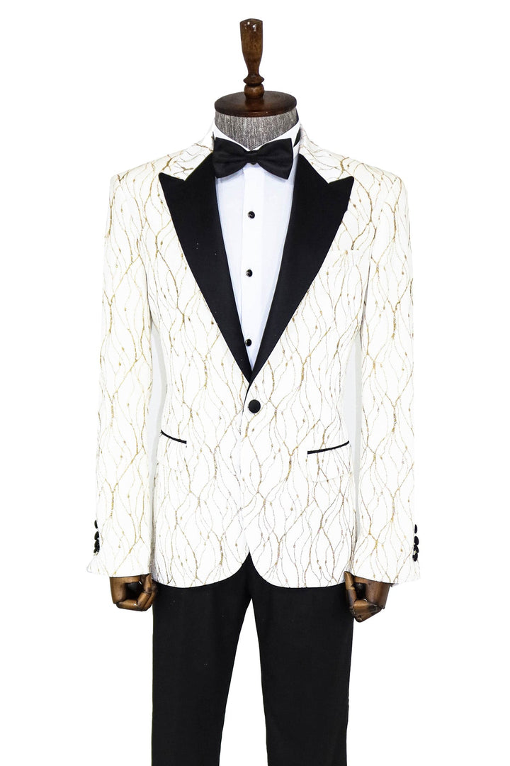 Blazer de fiesta para hombre blanco con estampado plateado - Wessi