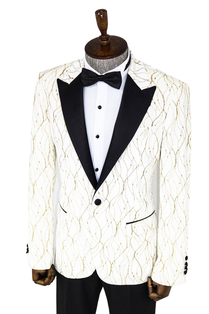 Blazer de fiesta para hombre blanco con estampado plateado - Wessi