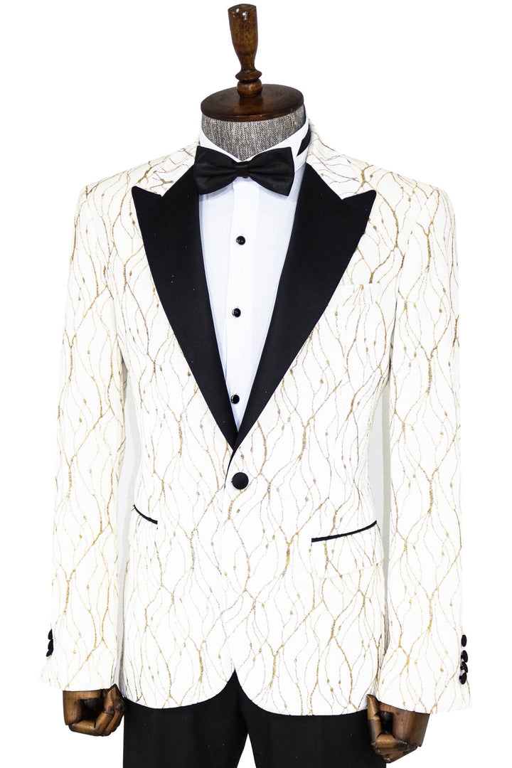 Blazer de fiesta para hombre blanco con estampado plateado - Wessi