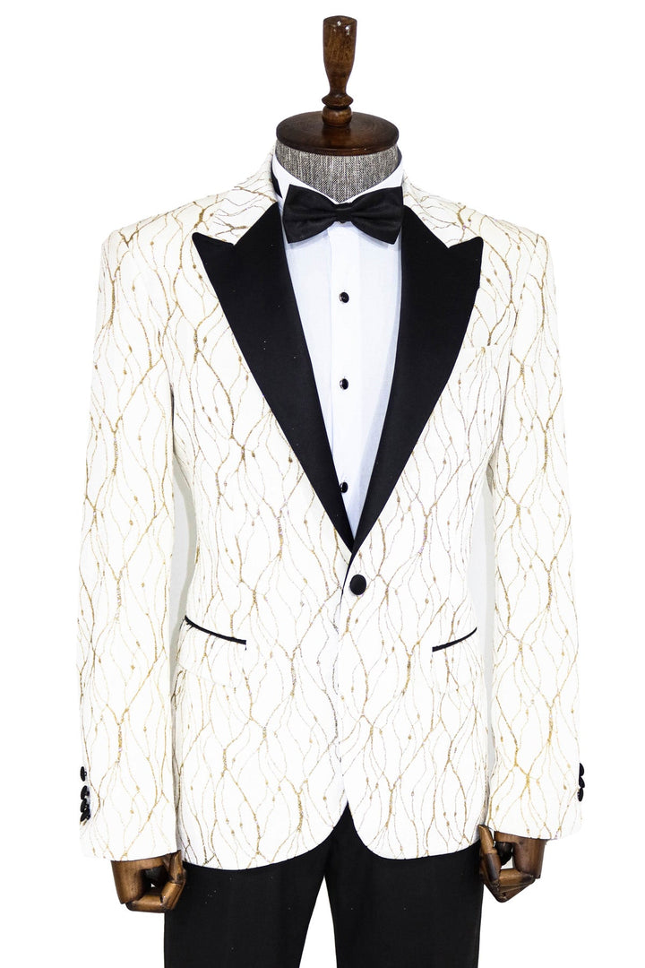 Blazer de fiesta para hombre blanco con estampado plateado - Wessi