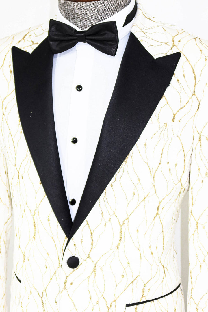 Blazer de fiesta para hombre blanco con estampado plateado - Wessi