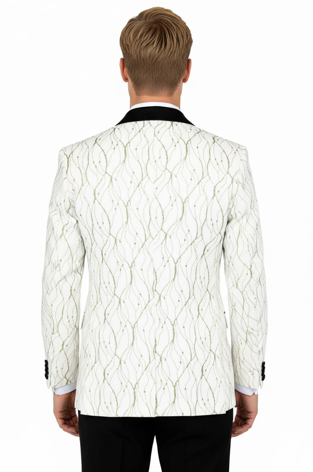 Blazer de fiesta para hombre blanco con estampado plateado - Wessi