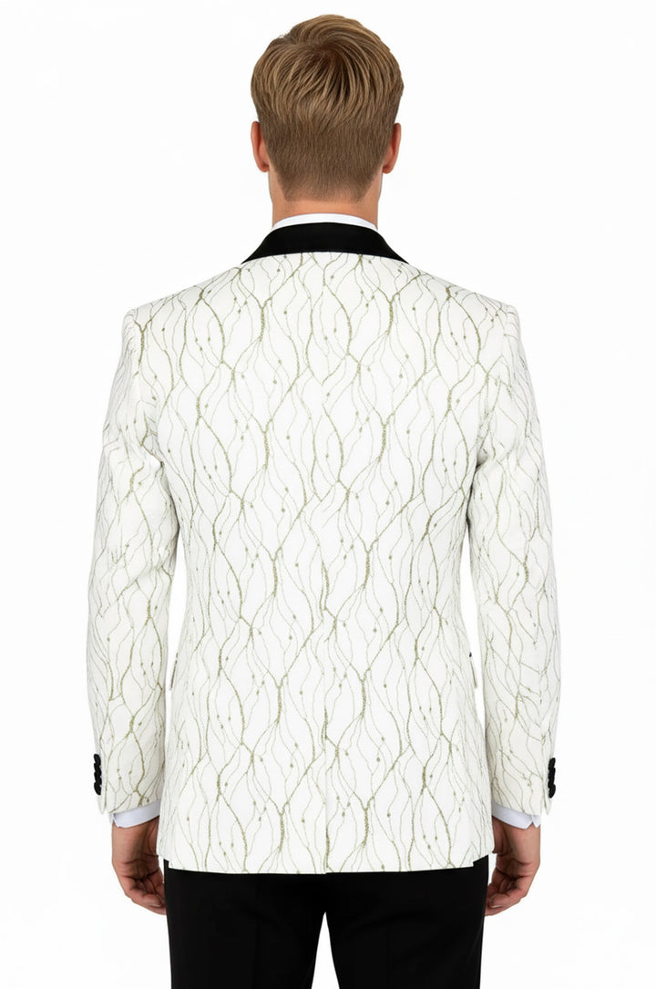 Blazer de fiesta para hombre blanco con estampado plateado - Wessi