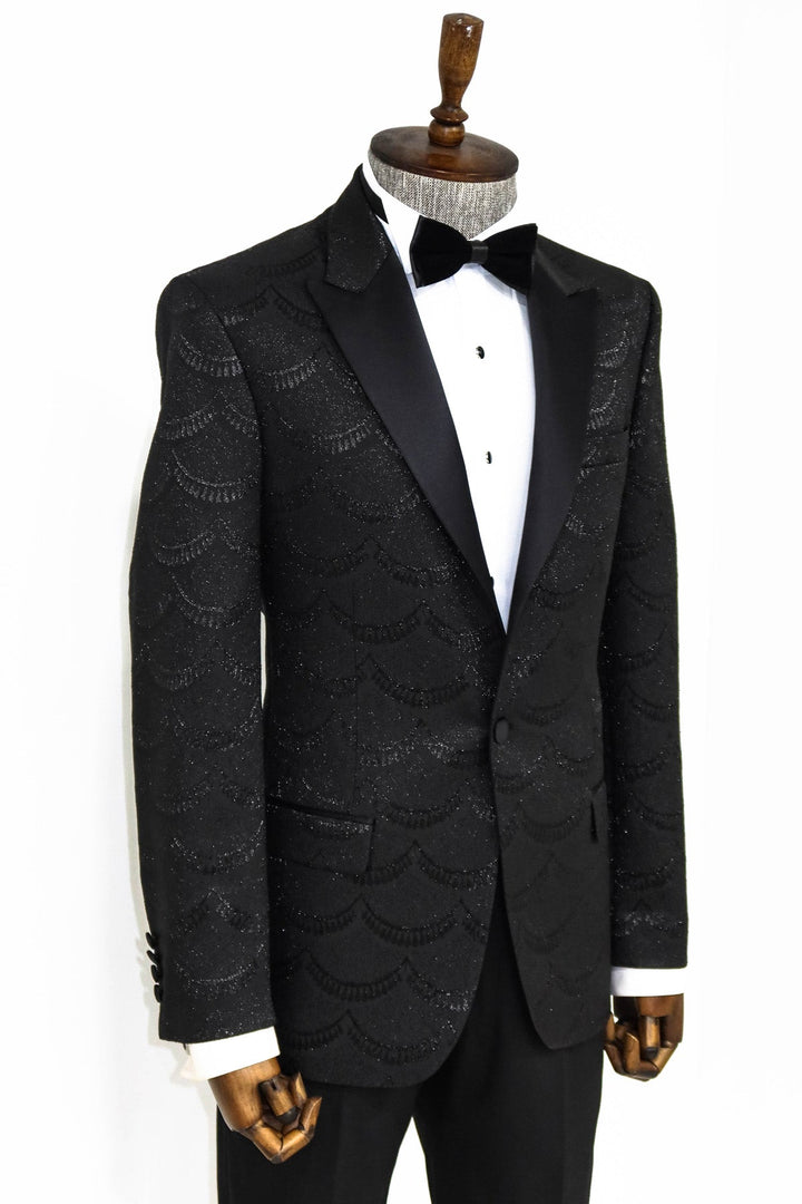 Blazer de fiesta ajustado con estampado negro para hombre - Wessi