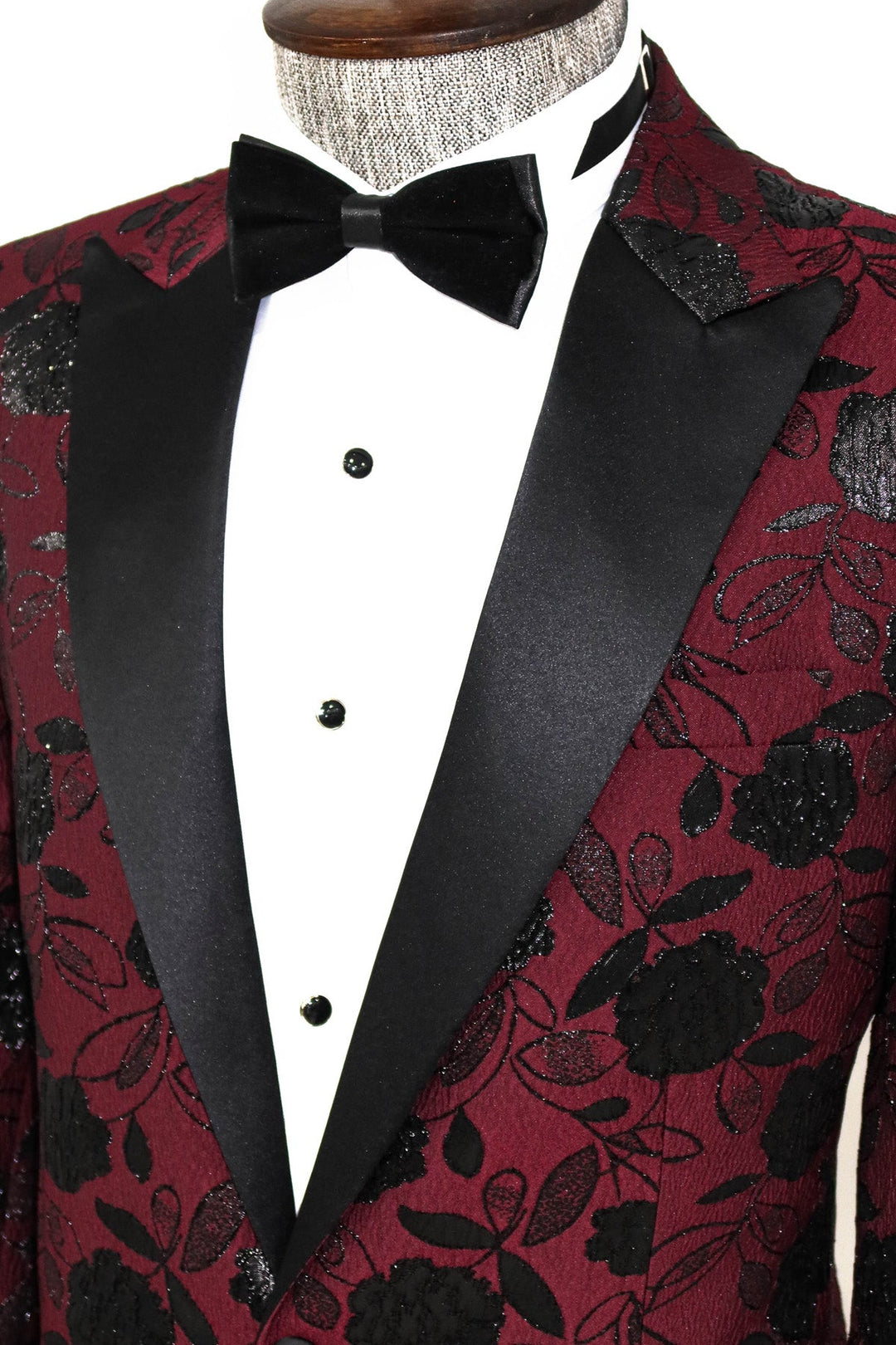 Blazer de fiesta para hombre en color burdeos con estampado floral - Wessi