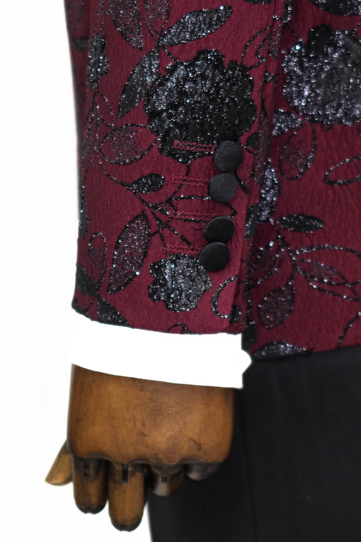 Blazer de fiesta para hombre en color burdeos con estampado floral - Wessi