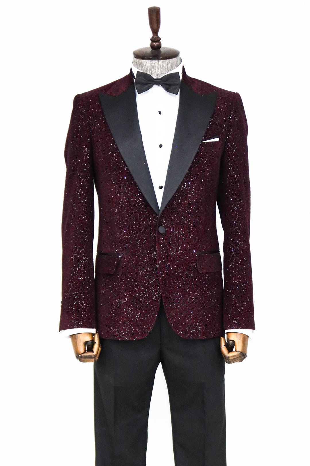 Blazer de fiesta para hombre en color burdeos con estampado floral brillante - Wessi