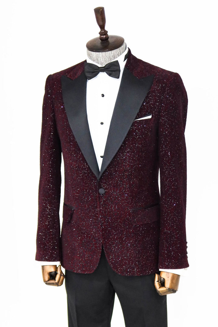 Blazer de fiesta para hombre en color burdeos con estampado floral brillante - Wessi