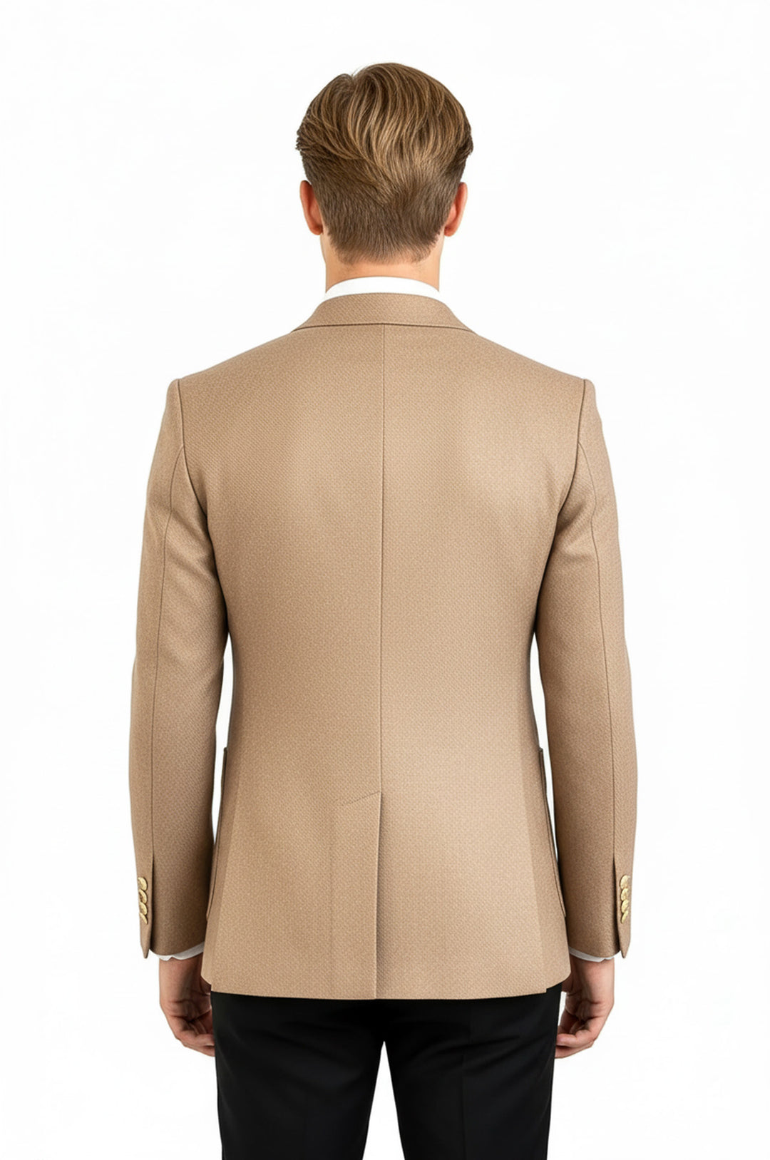 Double Breasted Slim Fit Cream Men Blazer - Wessi