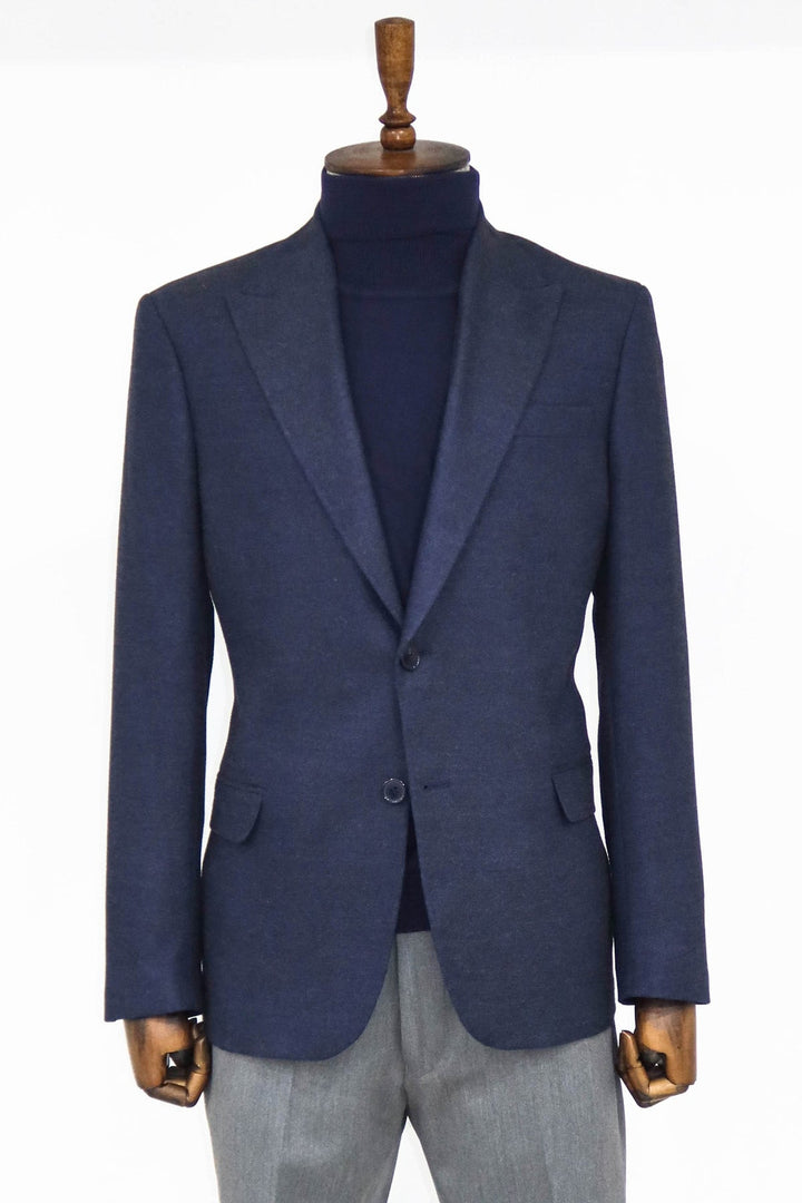 Blazer deportivo azul marino liso y ajustado para hombre - Wessi