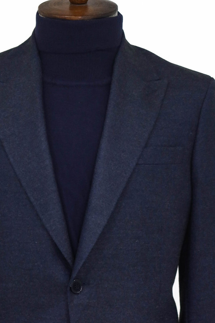 Plain Slim Fit Sport Navy Blue Men Blazer - Wessi