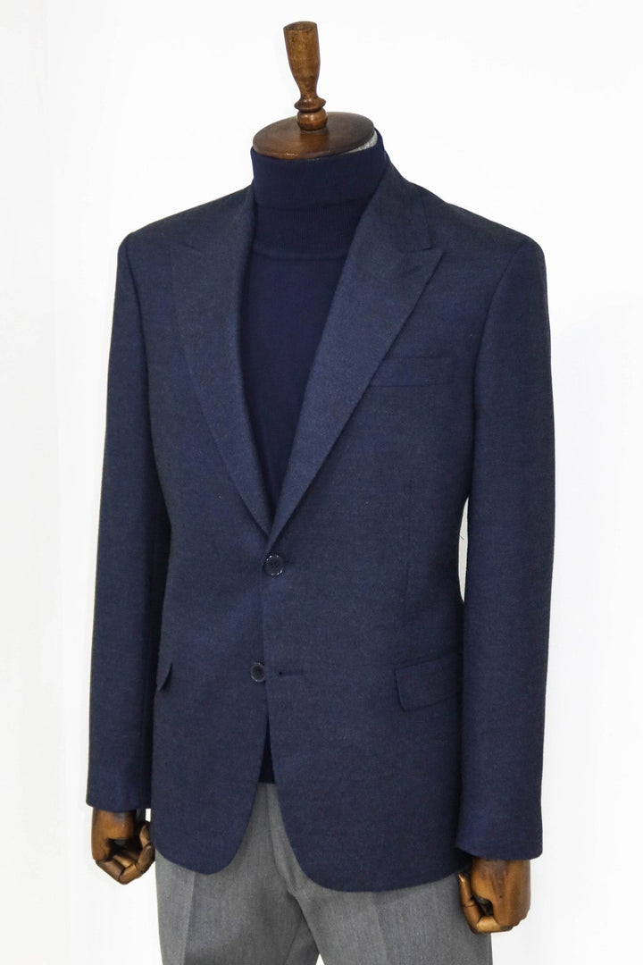 Plain Slim Fit Sport Navy Blue Men Blazer - Wessi