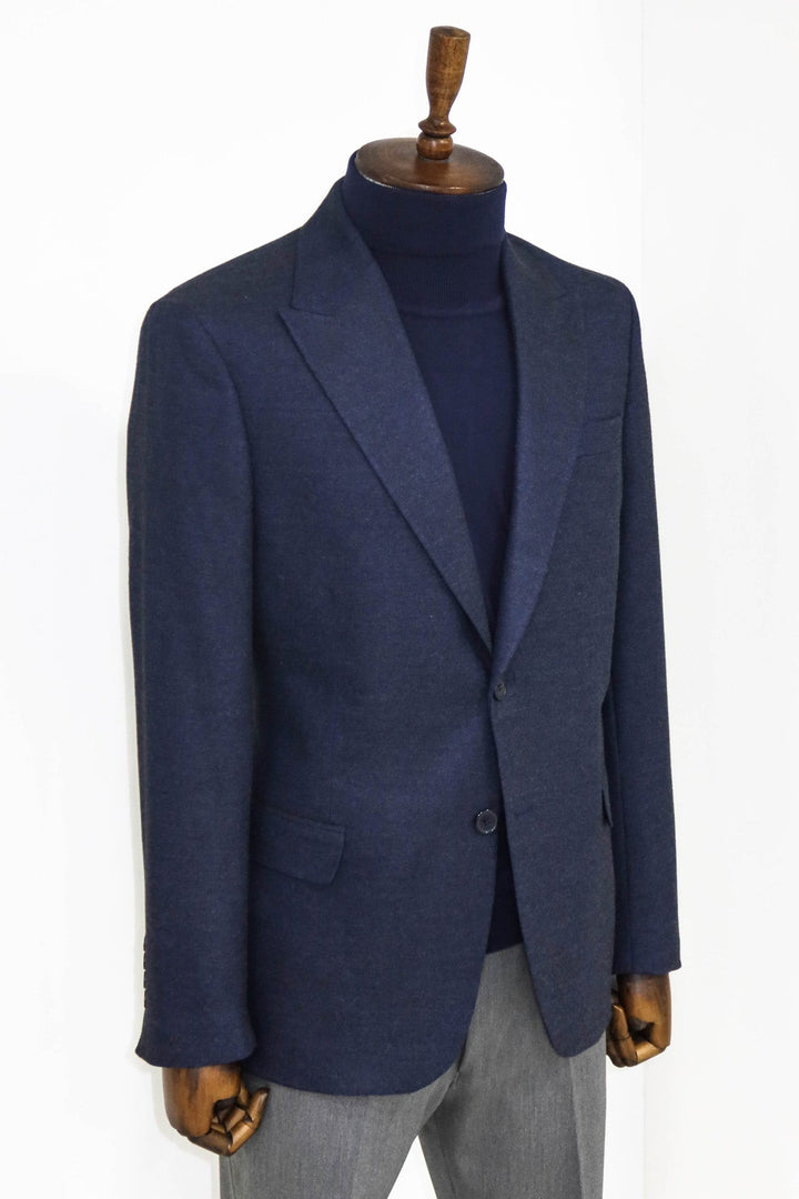 Blazer deportivo azul marino liso y ajustado para hombre - Wessi