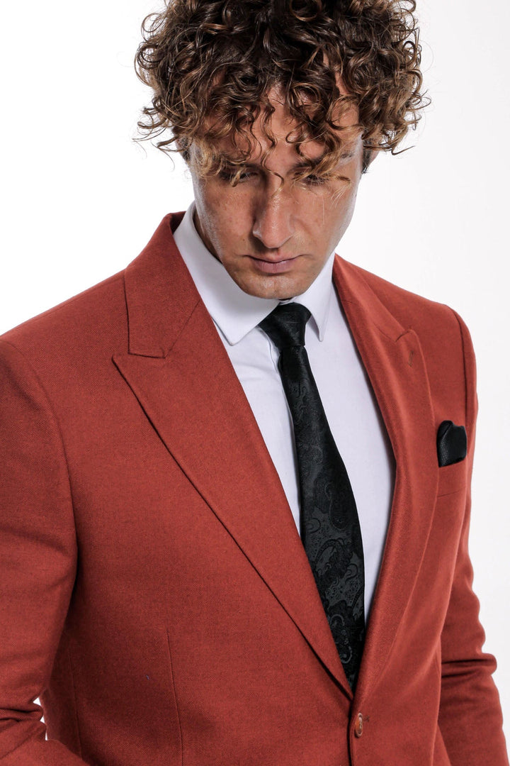 Plain Slim Fit Sport Burgundy Men Blazer - Wessi