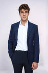 Slim Fit Patterned Dark Blue Men Blazer - Wessi
