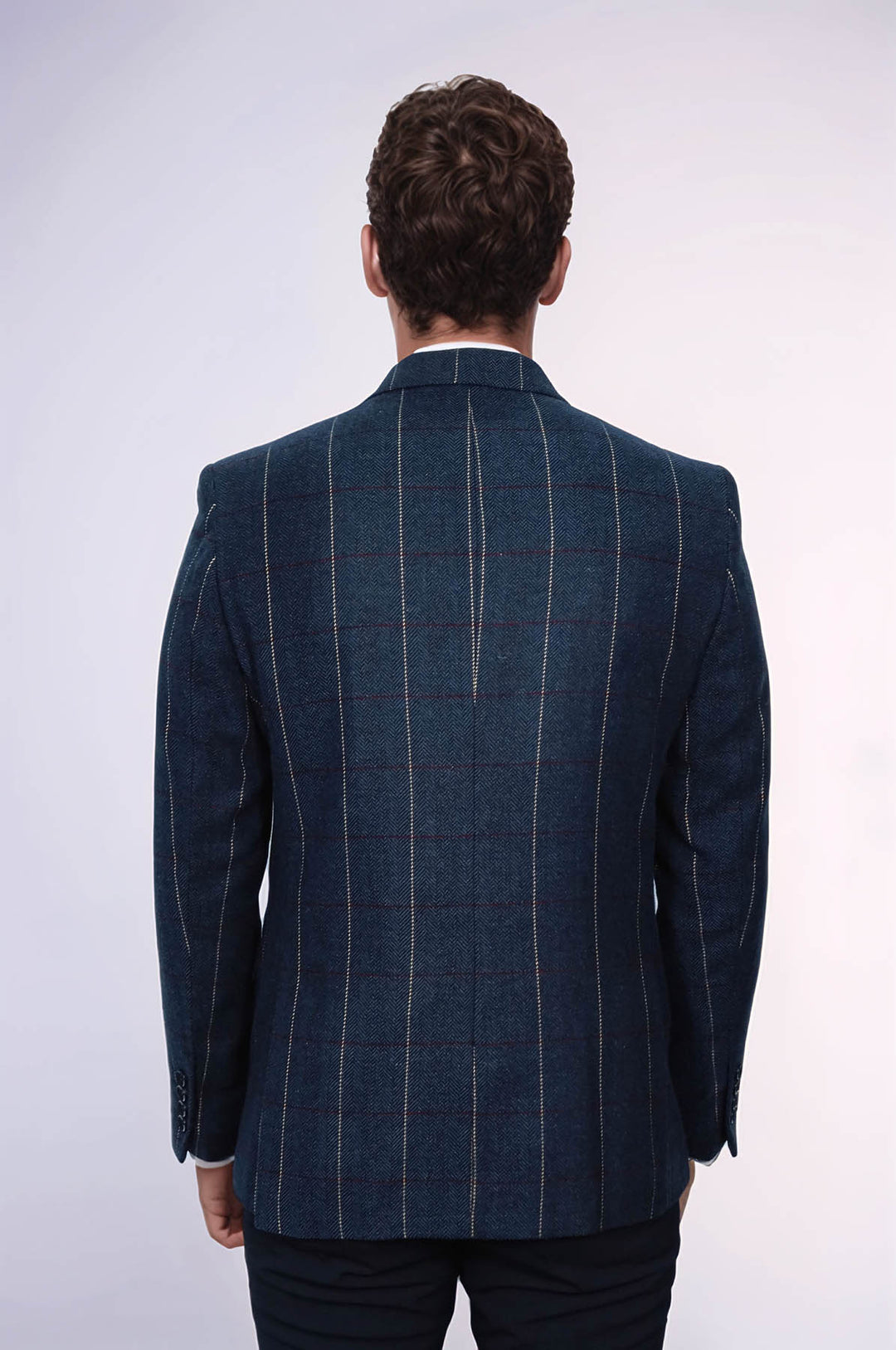 Blazer ajustado de cuadros azul marino - Wessi