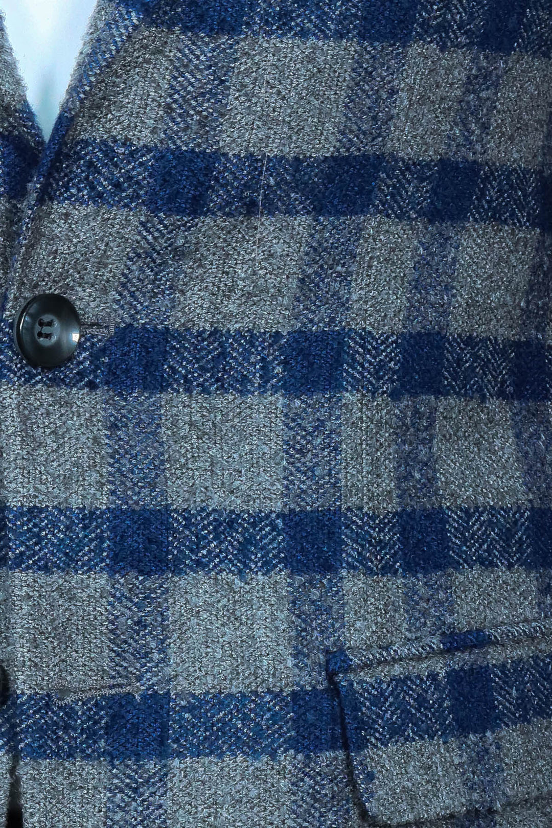 Blazer ajustado de cuadros con solapa de pico para hombre en azul - Wessi