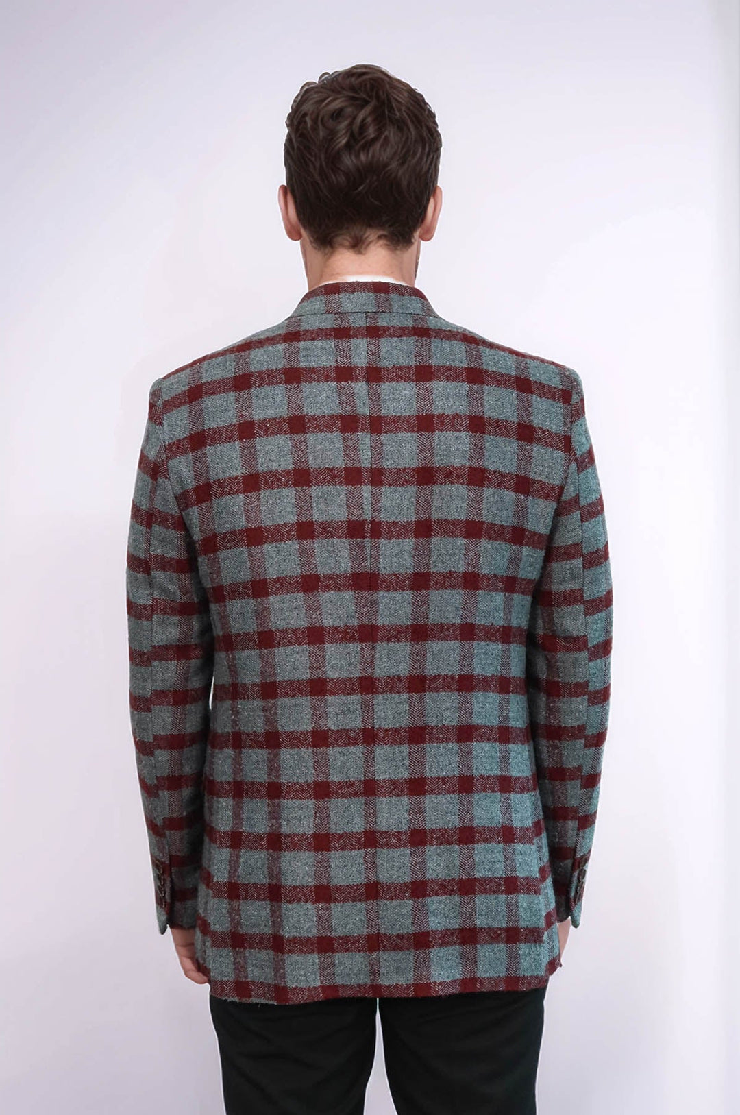 Kontrol Edilmiş Peak Lapel Slim-Fit Bordo Erkek Blazer - Wessi