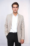 Slim-Fit Peak Lapel Light Brown Jacket - Wessi