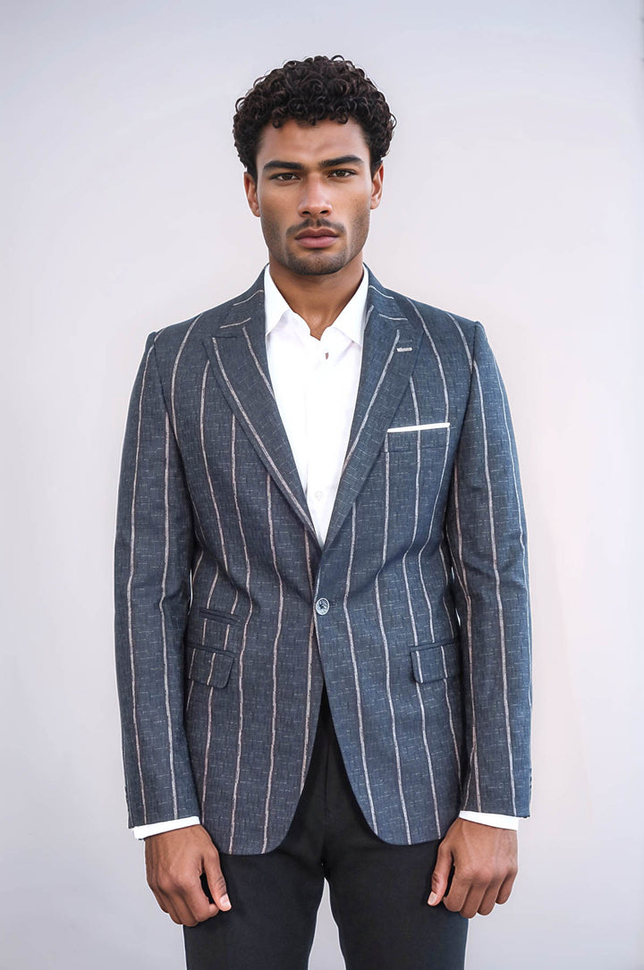 Blazer ajustado de rayas gris oscuro - Wessi