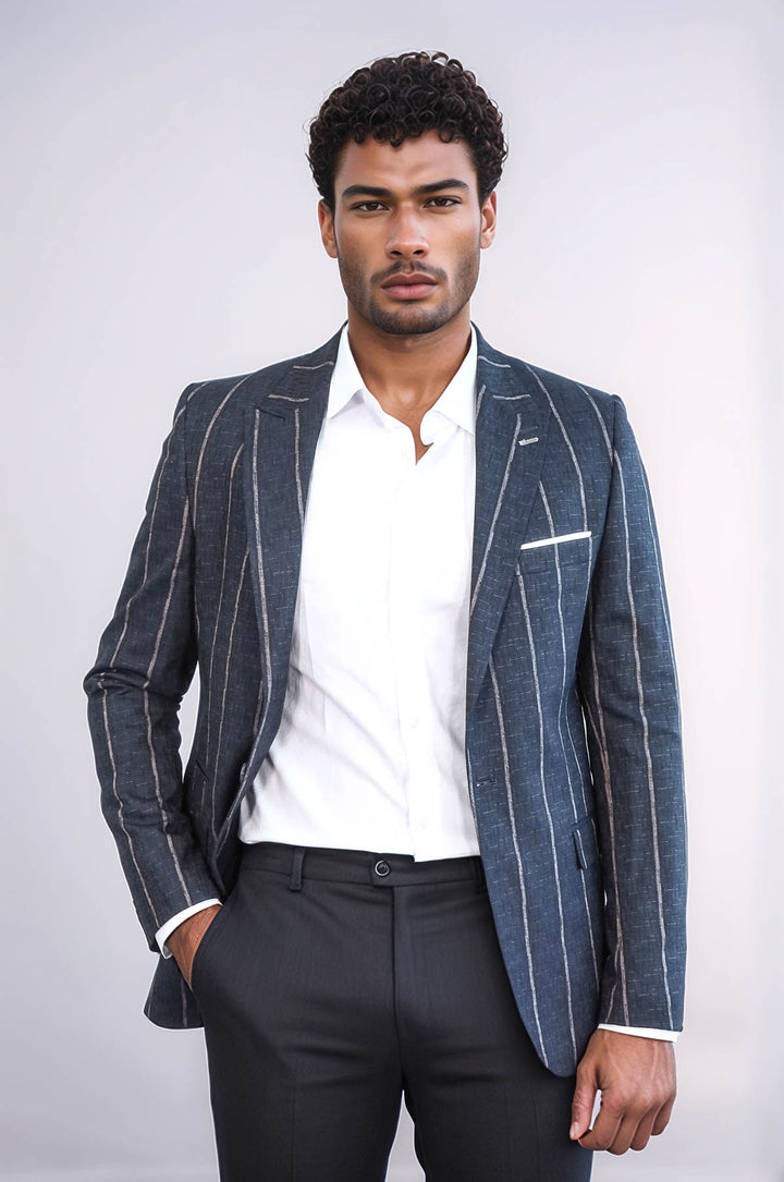 Blazer ajustado de rayas gris oscuro - Wessi
