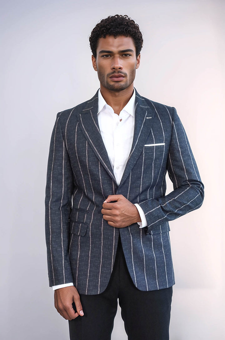 Blazer ajustado de rayas gris oscuro - Wessi