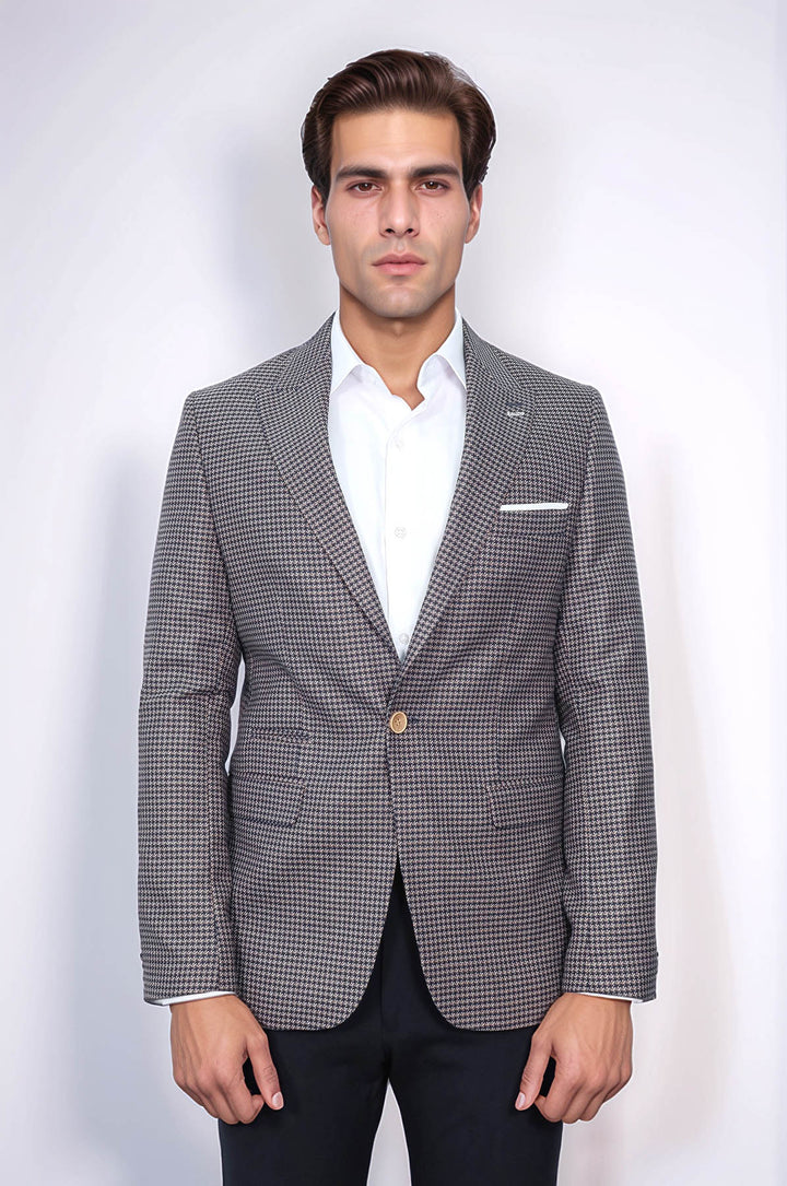 Blazer ajustado azul marino con estampado - Wessi