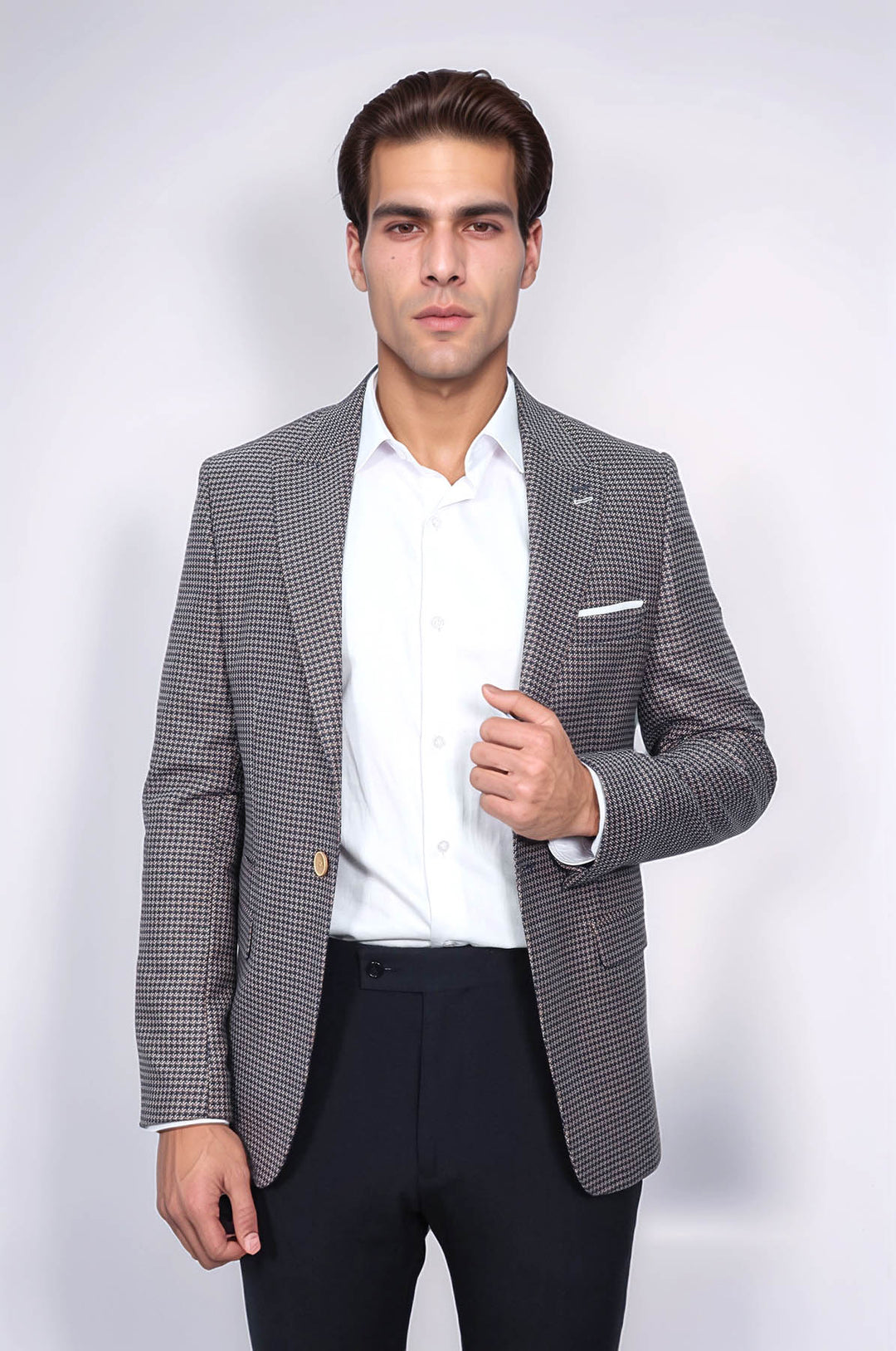 Blazer ajustado azul marino con estampado - Wessi