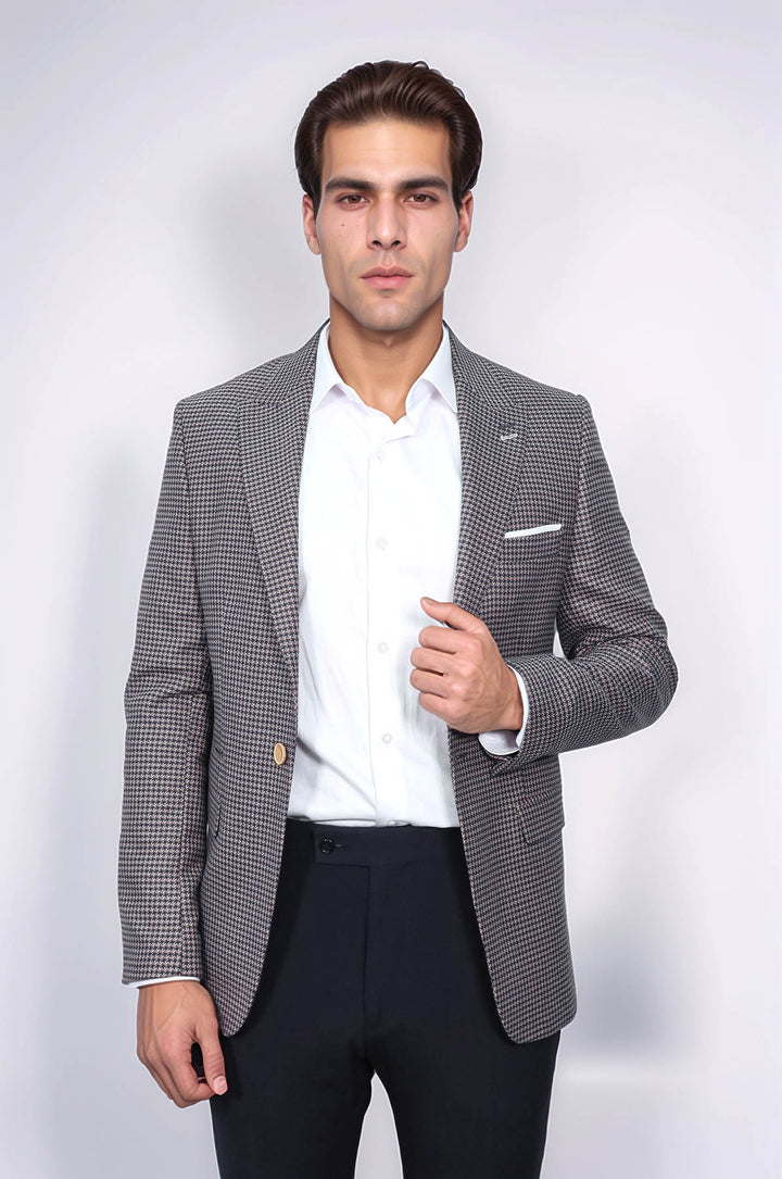 Blazer ajustado azul marino con estampado - Wessi