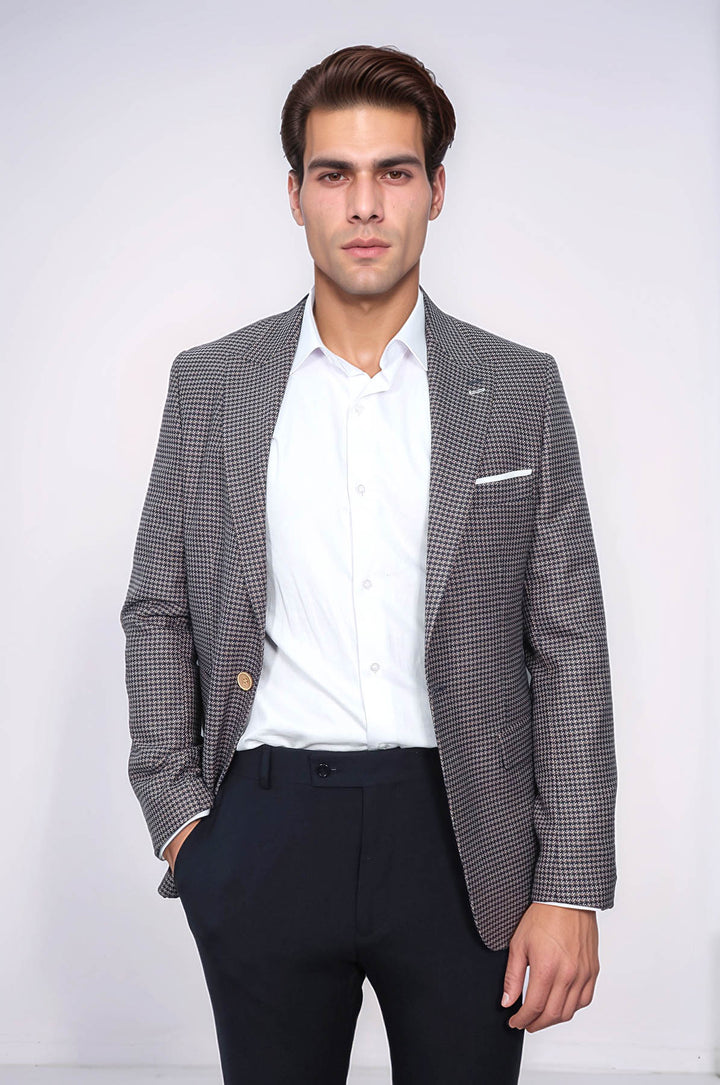 Blazer ajustado azul marino con estampado - Wessi