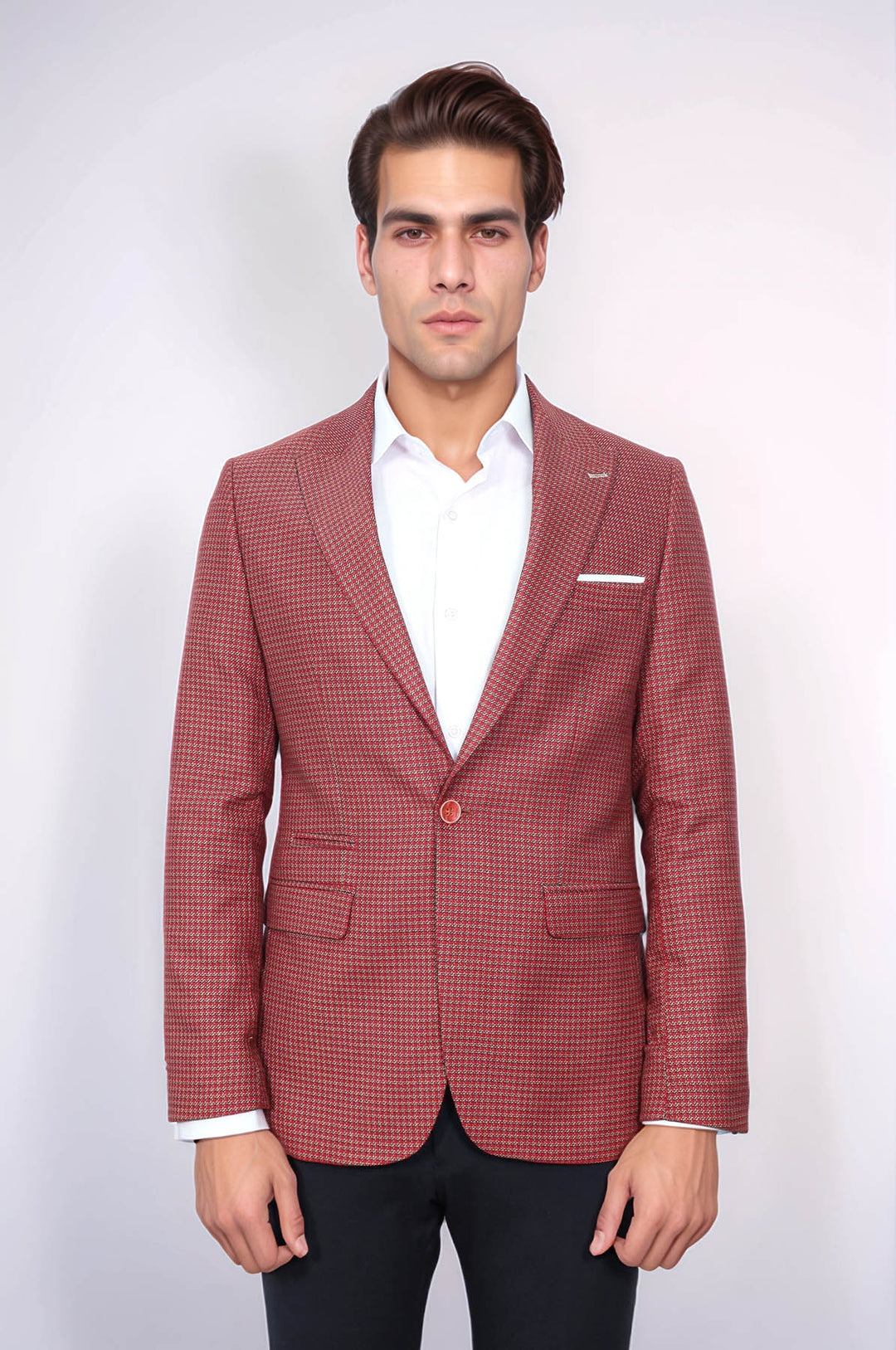Blazer ajustado en rojo burdeos con estampado - Wessi