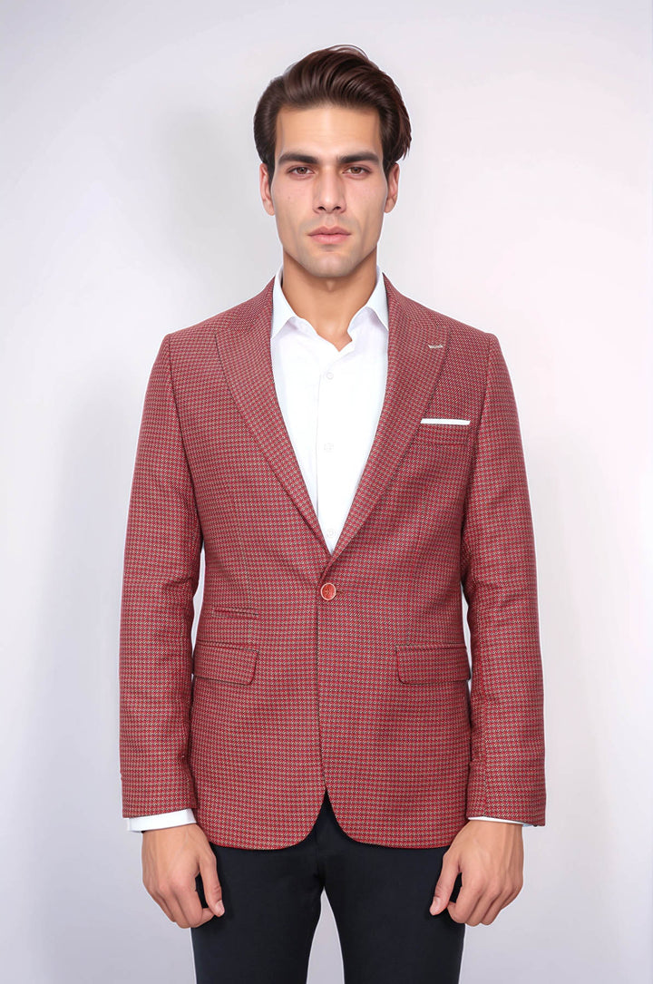 Blazer ajustado en rojo burdeos con estampado - Wessi