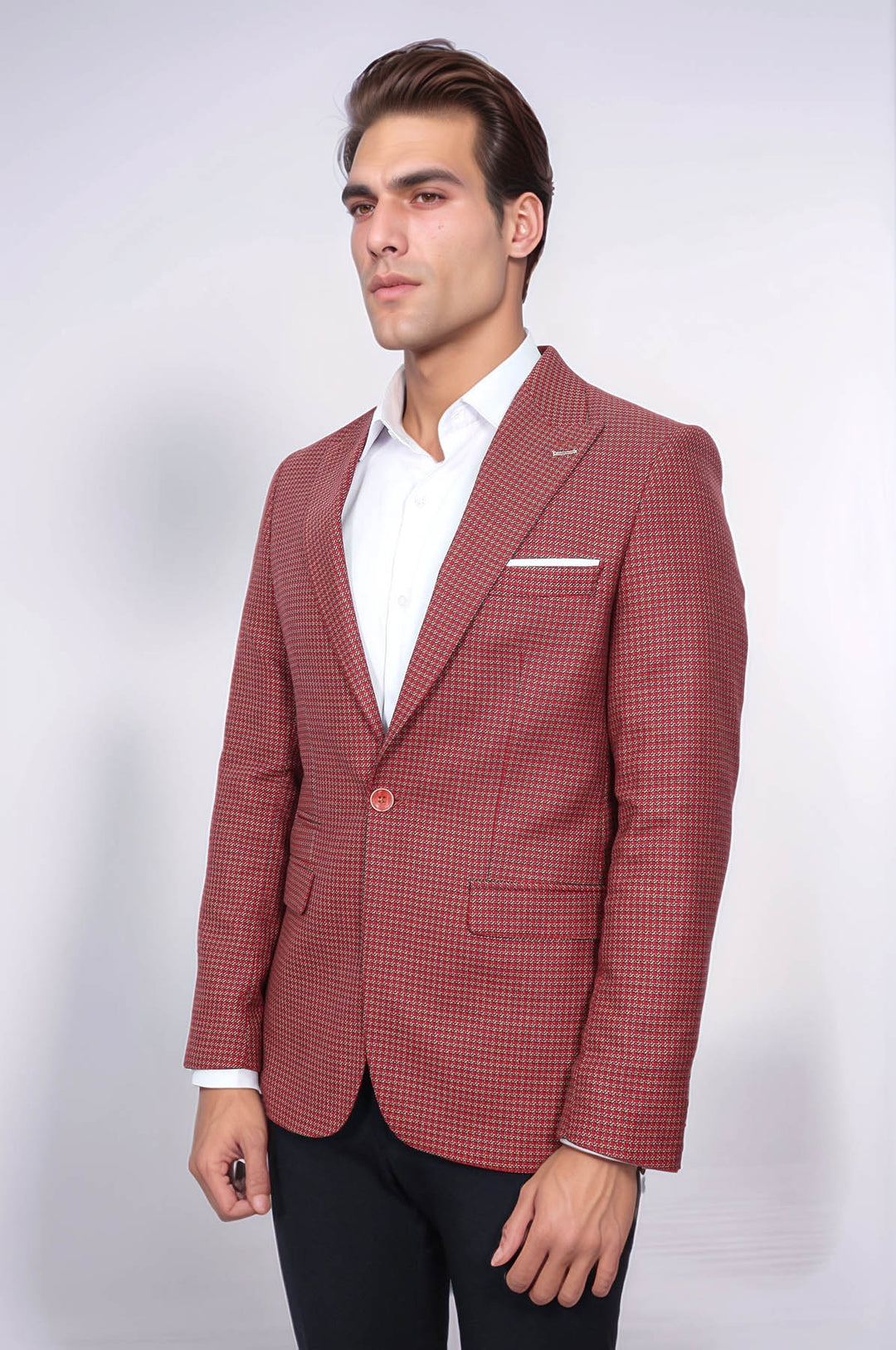 Blazer ajustado en rojo burdeos con estampado - Wessi