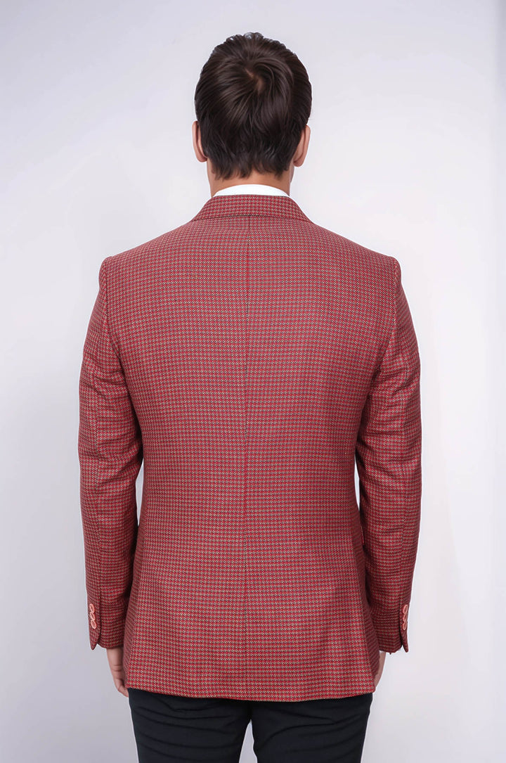 Blazer ajustado en rojo burdeos con estampado - Wessi