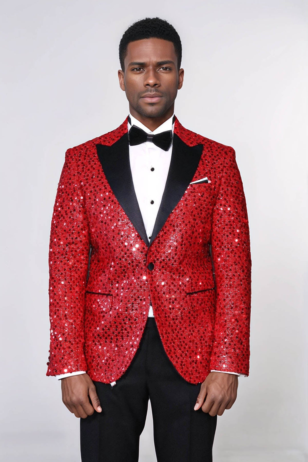 Glitter Pattern Red Men Prom Blazer - Wessi