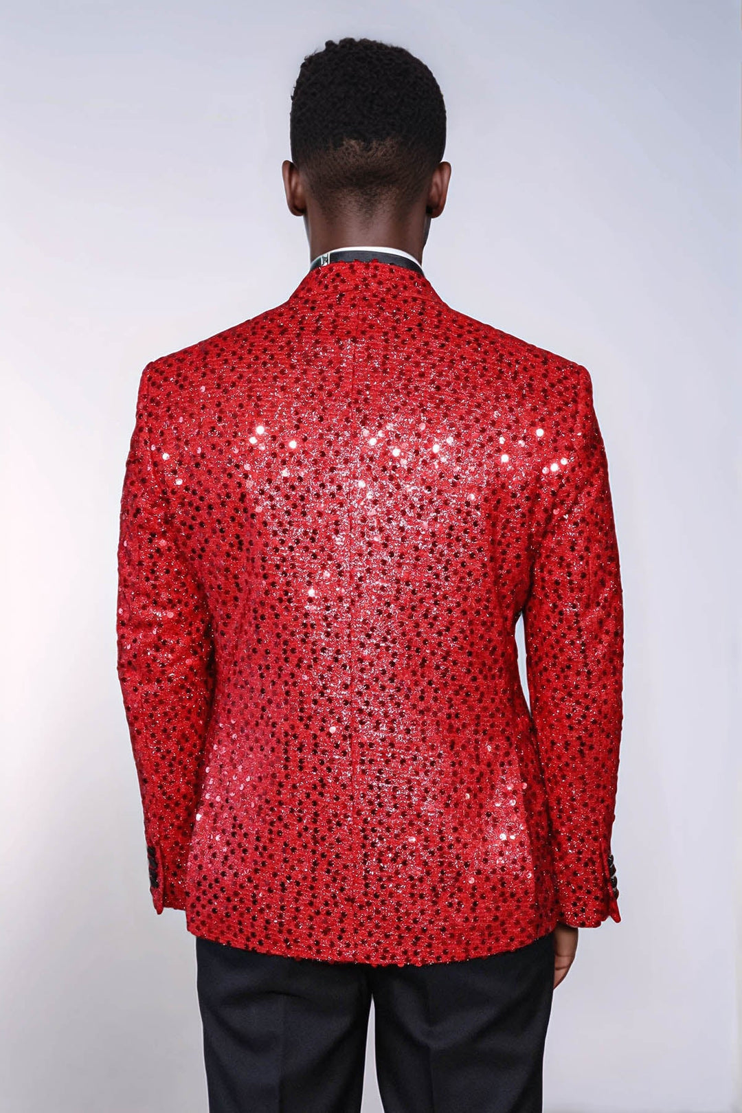 Glitter Pattern Red Men Prom Blazer - Wessi