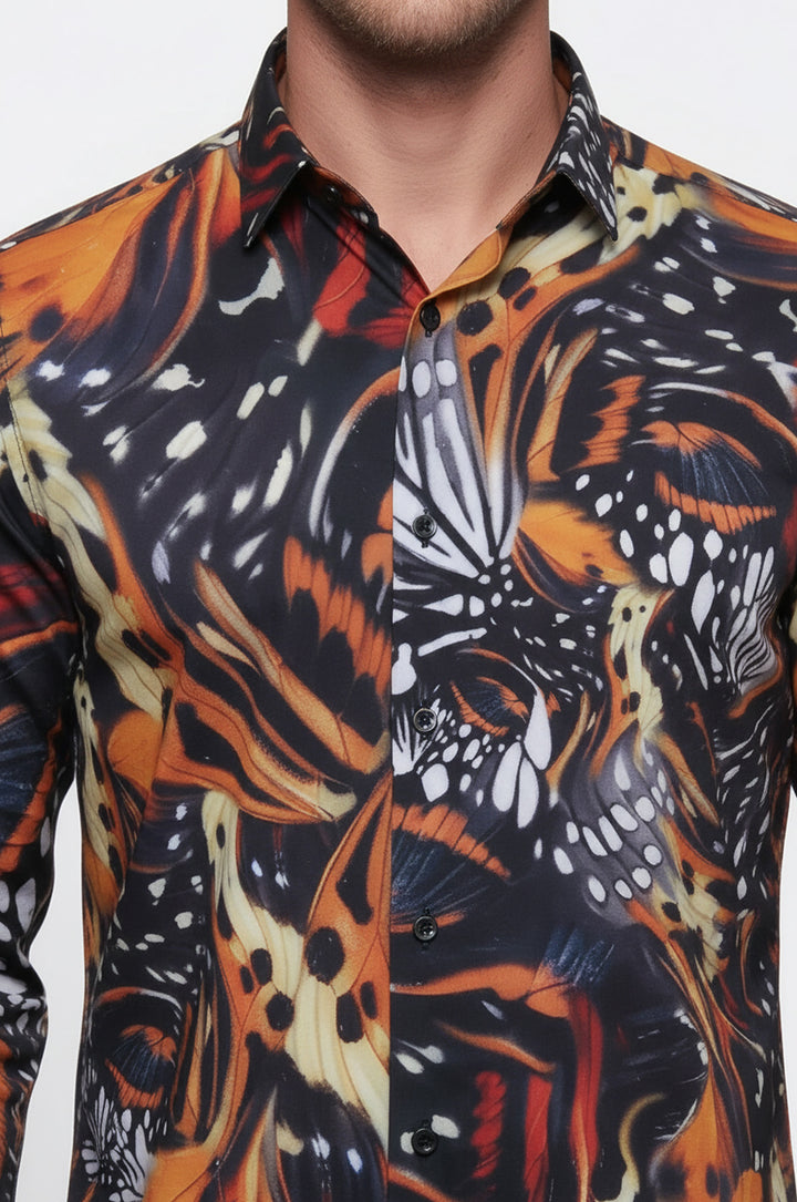 Hayvan Desenli Uzun Kollu Çok Renkli Erkek Gömleği - Wessi