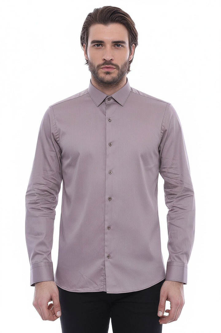 Slim Fit Long Sleeves Grey Men Shirt - Wessi