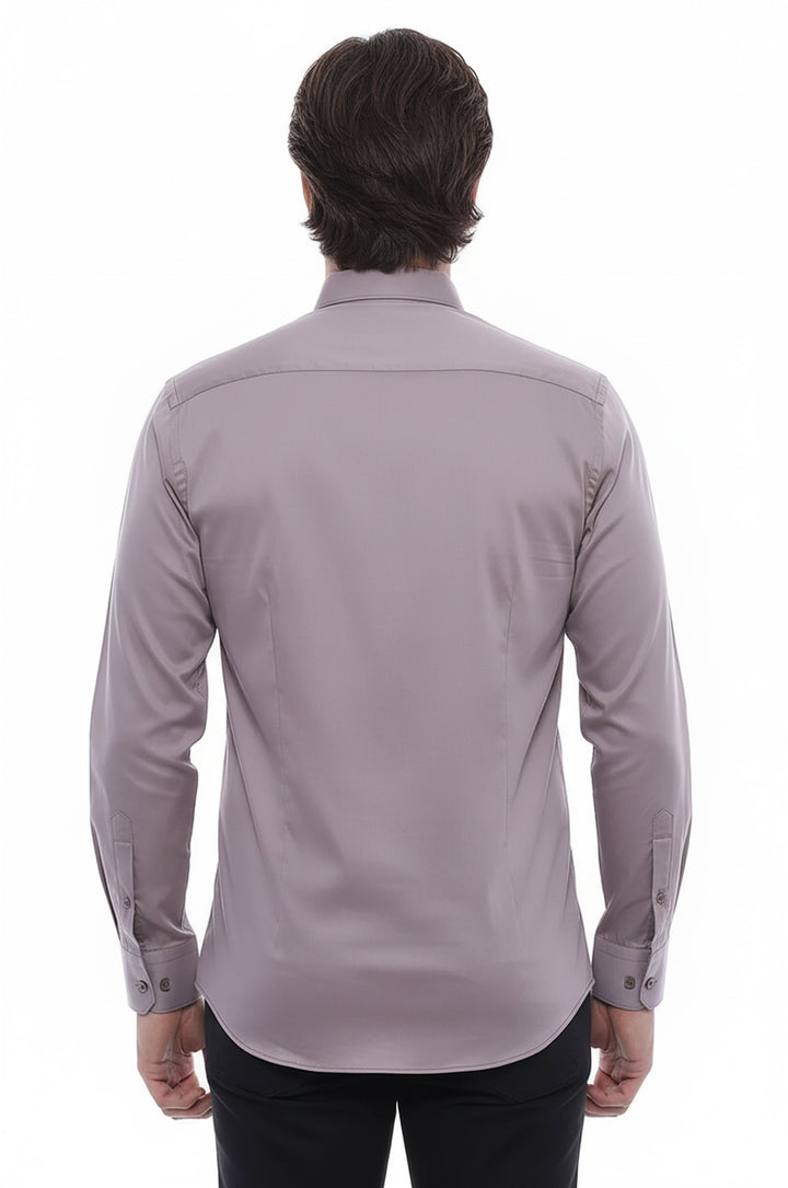 Slim Fit Long Sleeves Grey Men Shirt - Wessi