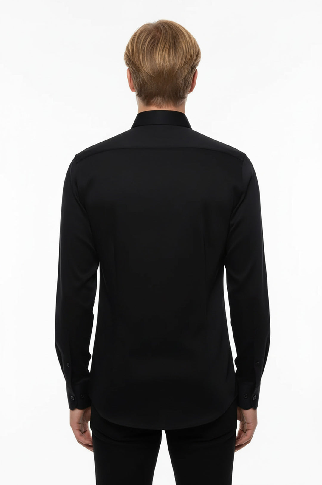 Pamuk Saten Dar Kesim Siyah Erkek Gömlek - Wessi