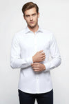 Cotton Satin Plain Slim Fit White Men Shirt - Wessi