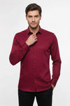 Slim Fit Long Sleeve Burgundy Men Shirt - Wessi