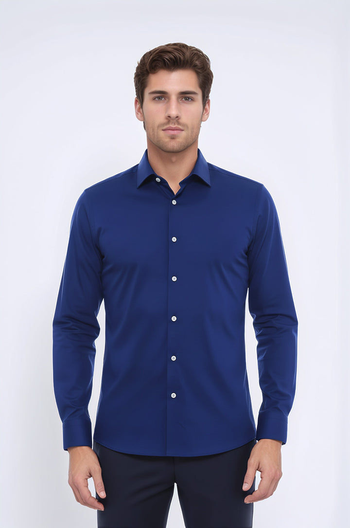 Indigo Blue Slim Fit Men's Shirt | Wessi
