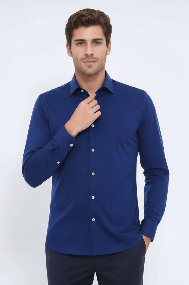 Indigo Blue Slim Fit Men's Shirt | Wessi