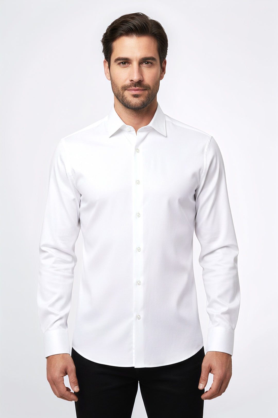 Cream Long Sleeve Slim-Fit Shirt - Wessi