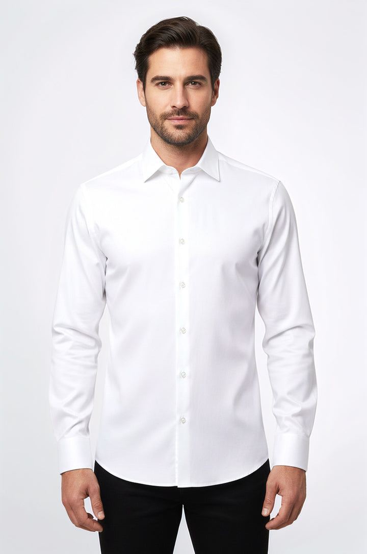 Cream Long Sleeve Slim-Fit Shirt - Wessi