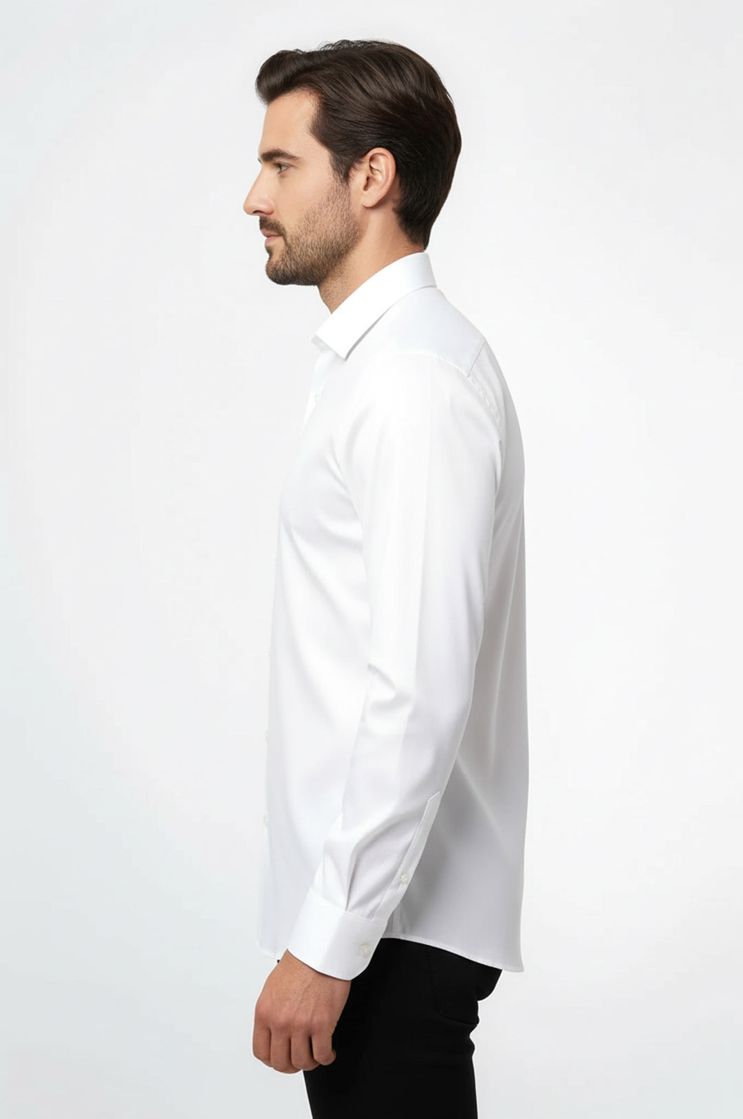 Cream Long Sleeve Slim-Fit Shirt - Wessi