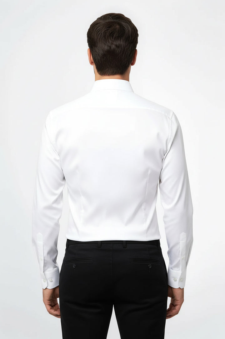 Cream Long Sleeve Slim-Fit Shirt - Wessi