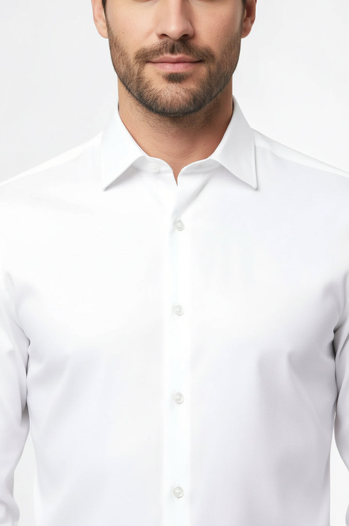 Cream Long Sleeve Slim-Fit Shirt - Wessi